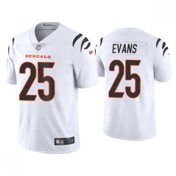Men's Cincinnati Bengals #25 Chris Evans 2021 White Vapor Untouchable Limited Stitched Jersey Men's Cincinnati Bengals #25 Chris Evans 2021 White Vapor Untouchable Limited Stitched Jersey