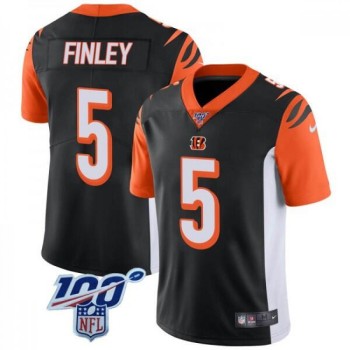 Men's Cincinnati Bengals #5 Ryan Finley Black 2019 100th Season Vapor Untouchable Limited Stitched NFL Jersey Men's Cincinnati Bengals #5 Ryan Finley Black 2019 100th Season Vapor Untouchable Limited Stitched NFL Jersey