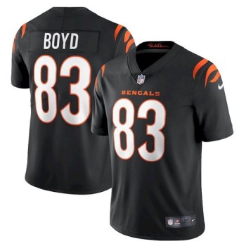 Men's Cincinnati Bengals #83 Tyler Boyd 2021 New Black Vapor Untouchable Limited Stitched Jersey Men's Cincinnati Bengals #83 Tyler Boyd 2021 New Black Vapor Untouchable Limited Stitched Jersey