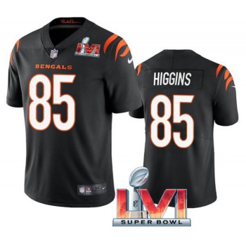 Men's Cincinnati Bengals #85 Tee Higgins 2022 Black Super Bowl LVI Vapor Limited Stitched Jersey Men's Cincinnati Bengals #85 Tee Higgins 2022 Black Super Bowl LVI Vapor Limited Stitched Jersey