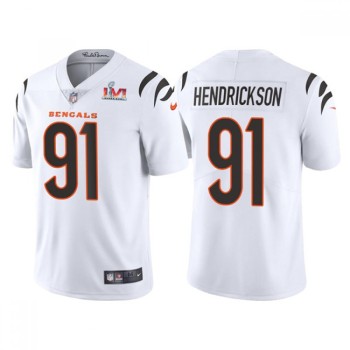 Men's Cincinnati Bengals #91 Trey Hendrickson 2022 White Super Bowl LVI Vapor Limited Stitched Jersey Men's Cincinnati Bengals #91 Trey Hendrickson 2022 White Super Bowl LVI Vapor Limited Stitched Jersey