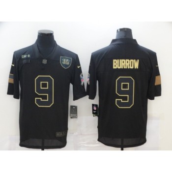 Men's Cincinnati Bengals #9 Joe Burrow 2020 Black Salute To Service Limited Stitched Jersey Men's Cincinnati Bengals #9 Joe Burrow 2020 Black Salute To Service Limited Stitched Jersey