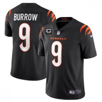 Men's Cincinnati Bengals #9 Joe Burrow 2022 Black With 3-star C Patch Vapor Limited Stitched Jersey Men's Cincinnati Bengals #9 Joe Burrow 2022 Black With 3-star C Patch Vapor Limited Stitched Jersey