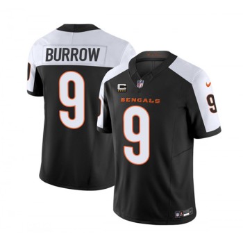 Men's Cincinnati Bengals #9 Joe Burrow 2023 F.U.S.E. Black/White With 4-Star C Patch Vapor Untouchable Limited Stitched Jersey Men's Cincinnati Bengals #9 Joe Burrow 2023 F.U.S.E. Black/White With 4-Star C Patch Vapor Untouchable Limited Stitched Jersey