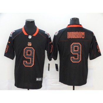 Men's Cincinnati Bengals #9 Joe Burrow Black Lights Out Color Rush Limited Stitched Jersey Men's Cincinnati Bengals #9 Joe Burrow Black Lights Out Color Rush Limited Stitched Jersey