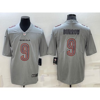 Men's Cincinnati Bengals #9 Joe Burrow Gray Atmosphere Fashion Stitched Jersey Men's Cincinnati Bengals #9 Joe Burrow Gray Atmosphere Fashion Stitched Jersey