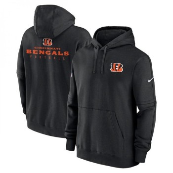 Men's Cincinnati Bengals Black Sideline Club Fleece Pullover Hoodie Men's Cincinnati Bengals Black Sideline Club Fleece Pullover Hoodie