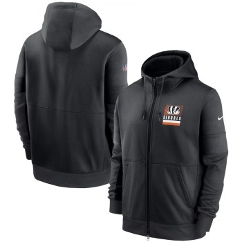 Men's Cincinnati Bengals Black Sideline Impact Lockup Performance Full-Zip Hoodie Men's Cincinnati Bengals Black Sideline Impact Lockup Performance Full-Zip Hoodie