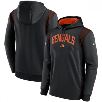 Men's Cincinnati Bengals Black Sideline Stack Performance Pullover Hoodie 001 Men's Cincinnati Bengals Black Sideline Stack Performance Pullover Hoodie 001