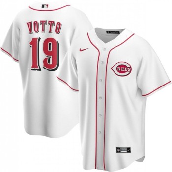 Men's Cincinnati Reds #19 Joey Votto White Stitched Baseball Jersey Men's Cincinnati Reds #19 Joey Votto White Stitched Baseball Jersey