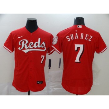 Men's Cincinnati Reds #7 Eugenio Suarez Red Flex Base Stitched MLB Jersey Men's Cincinnati Reds #7 Eugenio Suarez Red Flex Base Stitched MLB Jersey