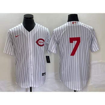 Men's Cincinnati Reds #7 Spencer Steer White Field of Dreams Stitched Baseball Jersey Men's Cincinnati Reds #7 Spencer Steer White Field of Dreams Stitched Baseball Jersey