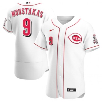 Men's Cincinnati Reds #9 Mike Moustakas White Flex Base Stitched Jersey Men's Cincinnati Reds #9 Mike Moustakas White Flex Base Stitched Jersey