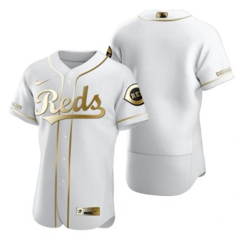 Men's Cincinnati Reds Blank 2020 White Golden Flex Base Stitched MLB Jersey Men's Cincinnati Reds Blank 2020 White Golden Flex Base Stitched MLB Jersey