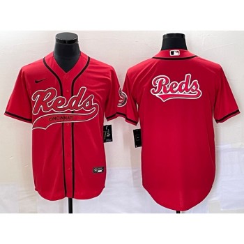 Men's Cincinnati Reds Red Team Big Logo With Patch Cool Base Stitched Baseball Jersey Men's Cincinnati Reds Red Team Big Logo With Patch Cool Base Stitched Baseball Jersey