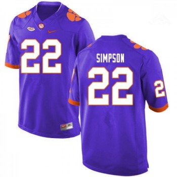 Men's Clemson Tigers #22 Trenton Simpson Purple College Stitched Football Jersey Men's Clemson Tigers #22 Trenton Simpson Purple College Stitched Football Jersey