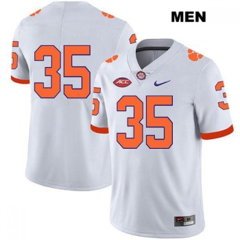 Men's Clemson Tigers #35 Justin Foster White No Name Stitched Football Jersey Men's Clemson Tigers #35 Justin Foster White No Name Stitched Football Jersey