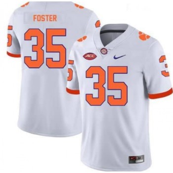 Men's Clemson Tigers #35 Justin Foster White Stitched Football Jersey Men's Clemson Tigers #35 Justin Foster White Stitched Football Jersey
