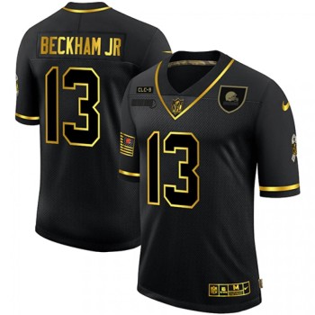 Men's Cleveland Browns #13 Odell Beckham Jr. 2020 Black/Gold Salute To Service Limited Stitched Jersey Men's Cleveland Browns #13 Odell Beckham Jr. 2020 Black/Gold Salute To Service Limited Stitched Jersey