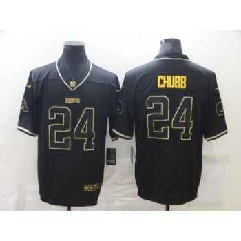 Men's Cleveland Browns #24 Nick Chubb 2020 Black/Gold Salute To Service Limited Stitched Jersey Men's Cleveland Browns #24 Nick Chubb 2020 Black/Gold Salute To Service Limited Stitched Jersey