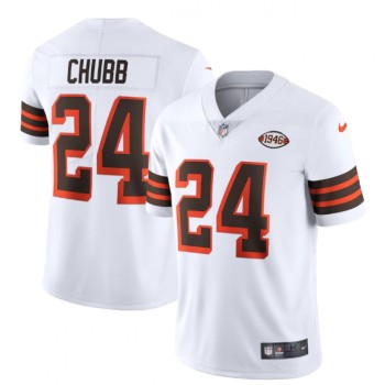 Men's Cleveland Browns #24 Nick Chubb White 1946 Collection Vapor Stitched Football Jersey Men's Cleveland Browns #24 Nick Chubb White 1946 Collection Vapor Stitched Football Jersey