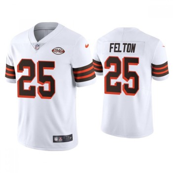 Men's Cleveland Browns #25 Demetric Felton White 1946 Collection Vapor Stitched Football Jersey Men's Cleveland Browns #25 Demetric Felton White 1946 Collection Vapor Stitched Football Jersey