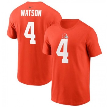 Men's Cleveland Browns #4 Deshaun Watson 2022 Orange Name & Number T-Shirt Men's Cleveland Browns #4 Deshaun Watson 2022 Orange Name & Number T-Shirt