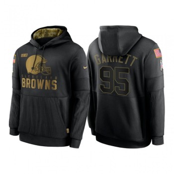 Men's Cleveland Browns #95 Myles Garrett 2020 Black Salute to Service Sideline Performance Pullover Hoodie Men's Cleveland Browns #95 Myles Garrett 2020 Black Salute to Service Sideline Performance Pullover Hoodie