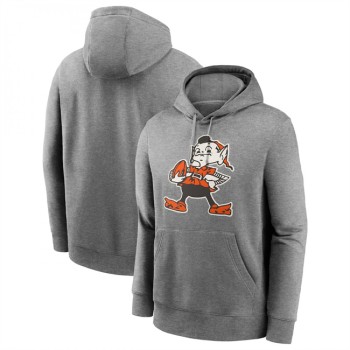 Men's Cleveland Browns Heather Gray Primary Logo Long Sleeve Hoodie T-Shirt Men's Cleveland Browns Heather Gray Primary Logo Long Sleeve Hoodie T-Shirt
