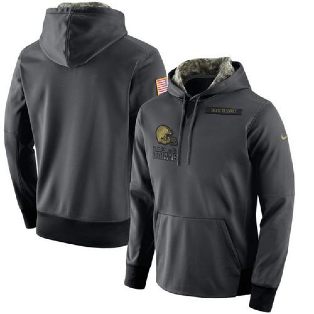 Men's Cleveland Browns Anthracite Salute to Service Player Performance Hoodie