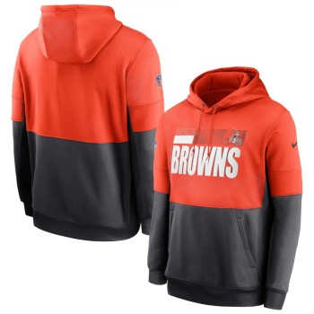 Men's Cleveland Browns Orange/Charcoal Sideline Impact Lockup Performance Pullover Hoodie Men's Cleveland Browns Orange/Charcoal Sideline Impact Lockup Performance Pullover Hoodie