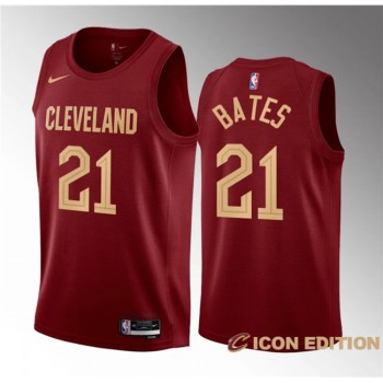 Men's Cleveland Cavaliers #21 Emoni Bates Wine 2023 Draft Icon Edition Stitched Jersey Men's Cleveland Cavaliers #21 Emoni Bates Wine 2023 Draft Icon Edition Stitched Jersey