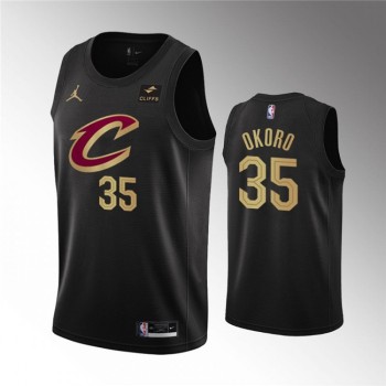 Men's Cleveland Cavaliers #35 Isaac Okoro Black Statement Edition Stitched Basketball Jersey Men's Cleveland Cavaliers #35 Isaac Okoro Black Statement Edition Stitched Basketball Jersey