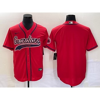 Men's Cleveland Guardians Blank Red With Patch Cool Base Stitched Baseball Jersey Men's Cleveland Guardians Blank Red With Patch Cool Base Stitched Baseball Jersey