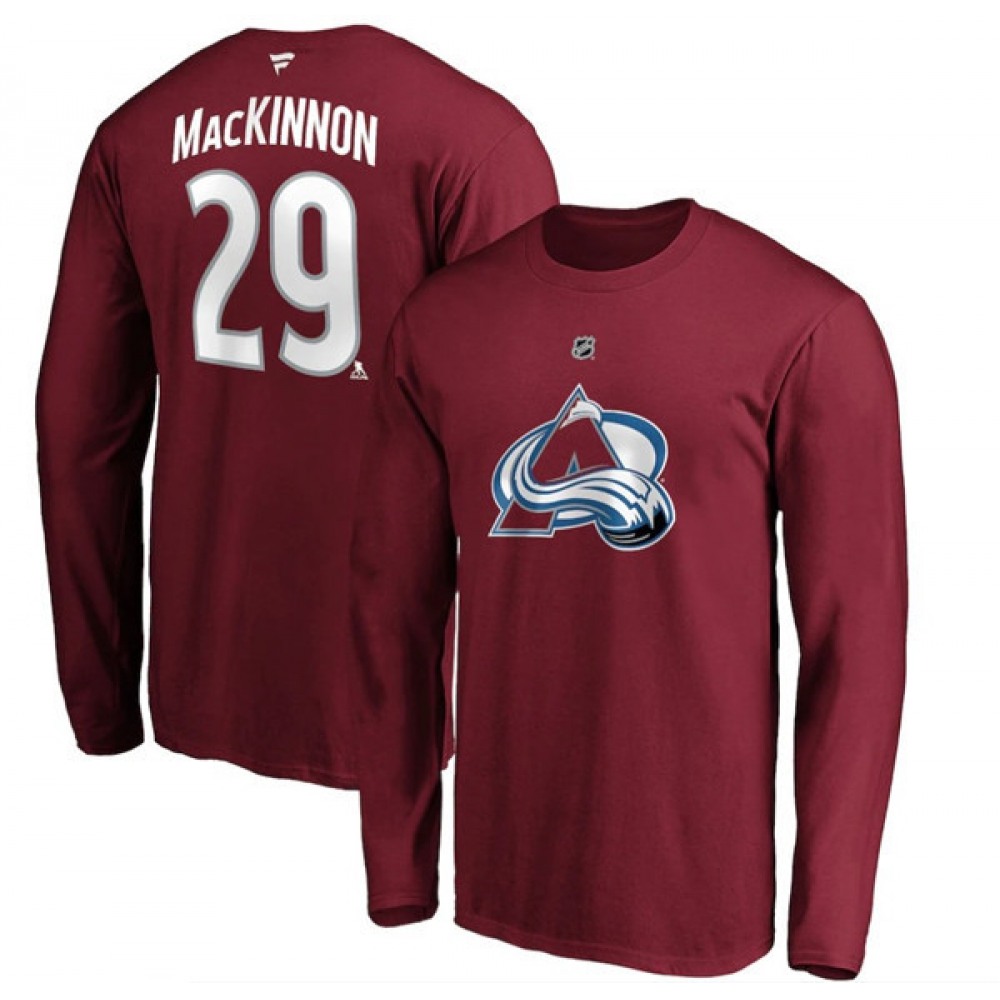 Men's Colorado Avalanche #29 Nathan MacKinnon Stanley Cup Champions Long Sleeve T-Shirt