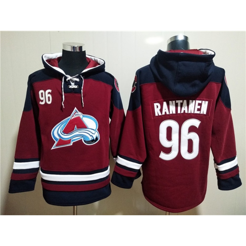 Men's Colorado Avalanche #96 Mikko Rantanen Burgundy All Stitched Sweatshirt Hoodie