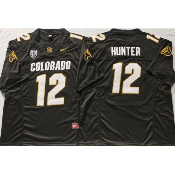 Men's Colorado Buffaloes #12 Travis Hunter Black With PAC-12 Patch Stitched Football Jersey Men's Colorado Buffaloes #12 Travis Hunter Black With PAC-12 Patch Stitched Football Jersey