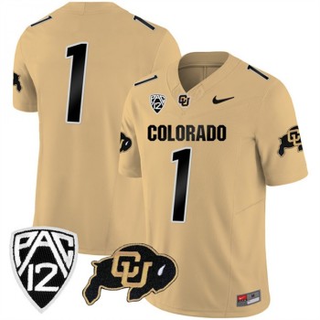 Men's Colorado Buffaloes #1 Gold 2023 F.U.S.E. With PAC-12 Patch Stitched Football Jersey Men's Colorado Buffaloes #1 Gold 2023 F.U.S.E. With PAC-12 Patch Stitched Football Jersey
