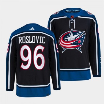 Men's Columbus Blue Jackets #96 Jack Roslovic Black 2022-23 Reverse Retro Stitched Jersey Men's Columbus Blue Jackets #96 Jack Roslovic Black 2022-23 Reverse Retro Stitched Jersey
