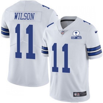 Men's Dallas Cowboys #11 Cedrick Wilson White With Established In 1960 Patch Limited Stitched Jersey Men's Dallas Cowboys #11 Cedrick Wilson White With Established In 1960 Patch Limited Stitched Jersey