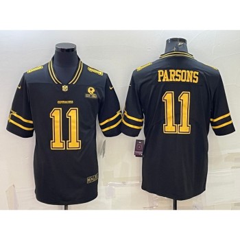 Men's Dallas Cowboys #11 Micah Parsons Black Gold Edition With 1960 Patch Limited Stitched Football Jersey Men's Dallas Cowboys #11 Micah Parsons Black Gold Edition With 1960 Patch Limited Stitched Football Jersey