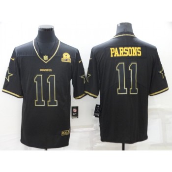Men's Dallas Cowboys #11 Micah Parsons Black Golden Edition Limited Stitched Jersey Men's Dallas Cowboys #11 Micah Parsons Black Golden Edition Limited Stitched Jersey