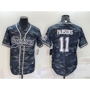 Men's Dallas Cowboys #11 Micah Parsons Grey Camo With Patch Cool Base Stitched Baseball Jersey Men's Dallas Cowboys #11 Micah Parsons Grey Camo With Patch Cool Base Stitched Baseball Jersey