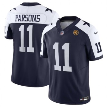 Men's Dallas Cowboys #11 Micah Parsons Navy 2023 F.U.S.E. With John Madden Patch Thanksgiving Vapor Limited Stitched Football Jersey Men's Dallas Cowboys #11 Micah Parsons Navy 2023 F.U.S.E. With John Madden Patch Thanksgiving Vapor Limited Stitched Football Jersey