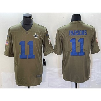 Men's Dallas Cowboys #11 Micah Parsons Olive 2017 Salute To Service Limited Stitched Football Jersey Men's Dallas Cowboys #11 Micah Parsons Olive 2017 Salute To Service Limited Stitched Football Jersey