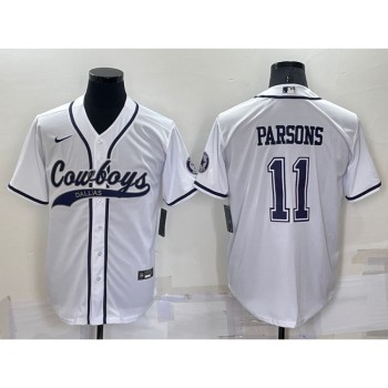 Men's Dallas Cowboys #11 Micah Parsons White Cool Base Stitched Baseball Jersey Men's Dallas Cowboys #11 Micah Parsons White Cool Base Stitched Baseball Jersey