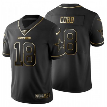 Men's Dallas Cowboys #18 Randall Cobb Black Golden Stitched Jersey Men's Dallas Cowboys #18 Randall Cobb Black Golden Stitched Jersey