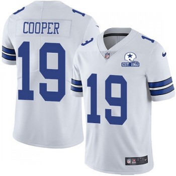 Men's Dallas Cowboys #19 Amari Cooper White With Established In 1960 Patch Limited Stitched Jersey Men's Dallas Cowboys #19 Amari Cooper White With Established In 1960 Patch Limited Stitched Jersey