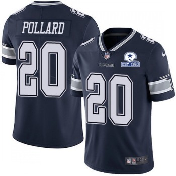 Men's Dallas Cowboys #20 Tony Pollard Navy With Established In 1960 Patch Limited Stitched Jersey Men's Dallas Cowboys #20 Tony Pollard Navy With Established In 1960 Patch Limited Stitched Jersey