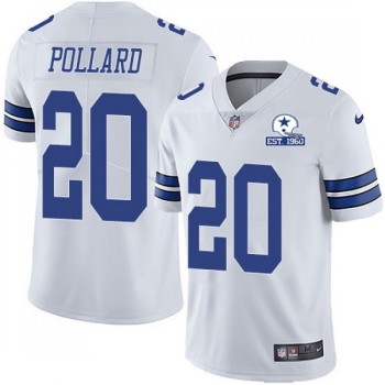 Men's Dallas Cowboys #20 Tony Pollard White With Established In 1960 Patch Limited Stitched Jersey Men's Dallas Cowboys #20 Tony Pollard White With Established In 1960 Patch Limited Stitched Jersey